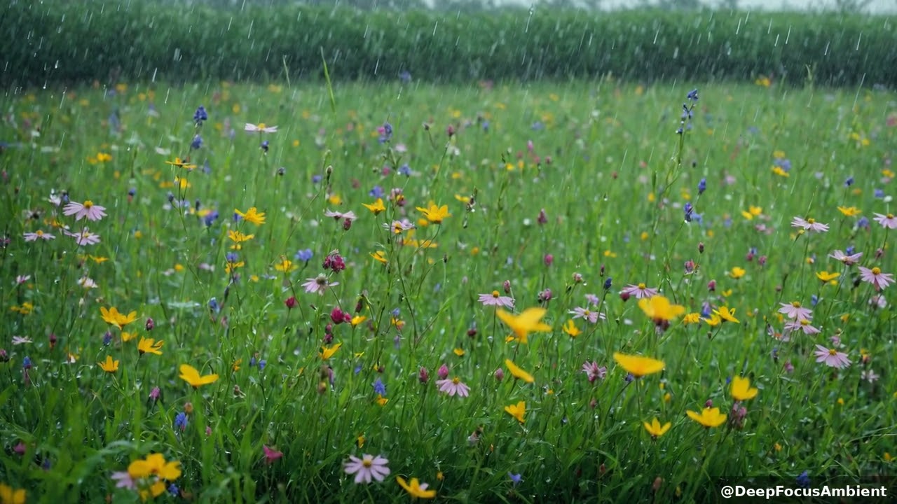 Rainy Wildflower Symphony: Ethereal Focus Soundscapes 🌧️