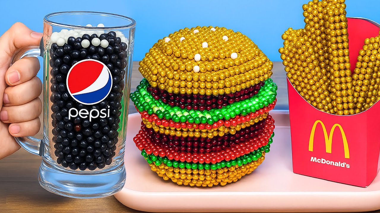 McDonald&rsquo;s at Home with Magnetic Balls &ndash; Burger, Fries & Pepsi Fun!  MAGNET Challenge