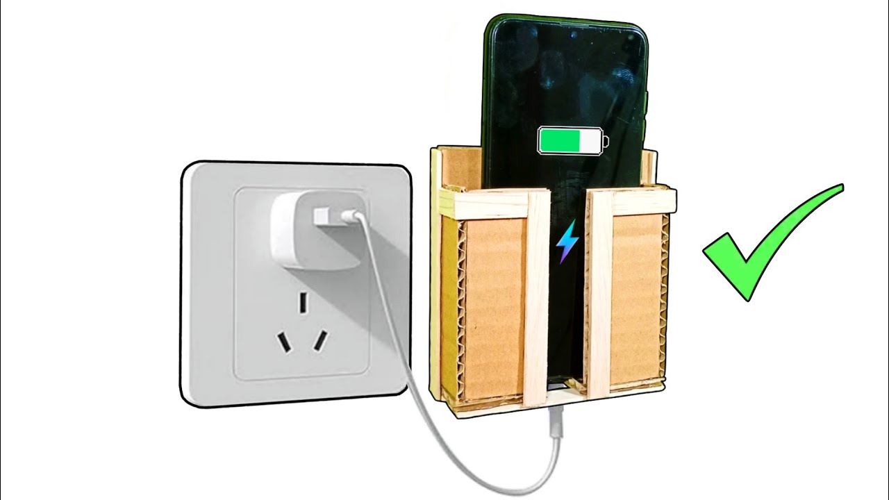 Homemade How To Make Wall Phone Holder With Cardboard, Mobile Stand, Wall Mount Phone Holder