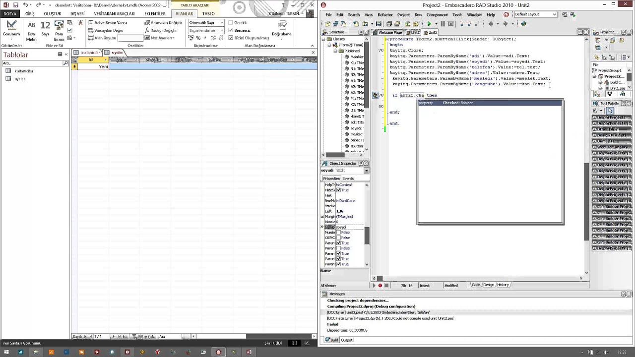 Delphi Access Veritabanı Bağlantısı Insert Select işlemleri