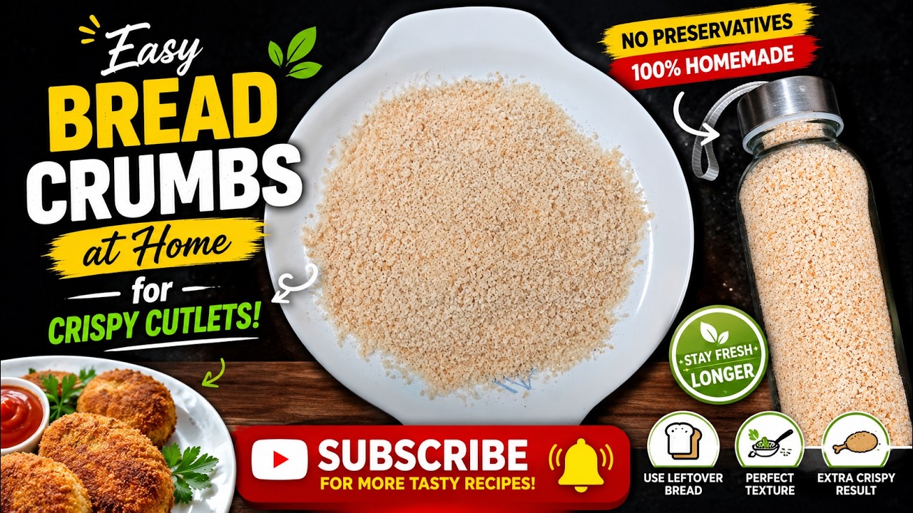 Easy Bread Crumbs at Home | Crispy Cutlets Secret Recipe #viral #trending #breadcrumb #easyrecipe