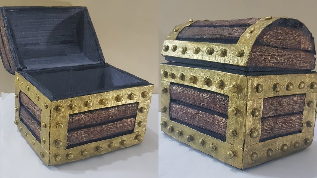 Cardboard Chest | How to make a treasure chest from cardboard | Storage box
