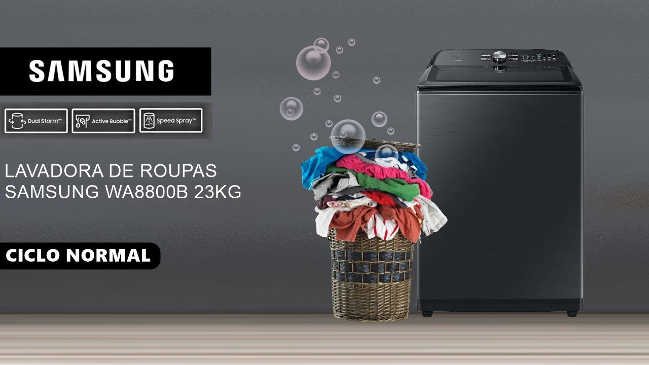 Lavadora de Roupas SAMSUNG 23Kg WA23B - LAVAGEM DE ROUPAS NO CICLO NORMAL
