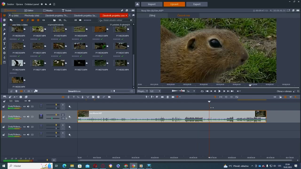 Pinnakle Studio 26 - ukázka jak zesílit zvuk na celém videu najednou