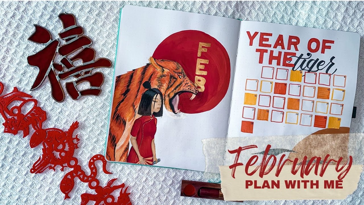 February Bullet Journal Setup | Lunar New Year Theme