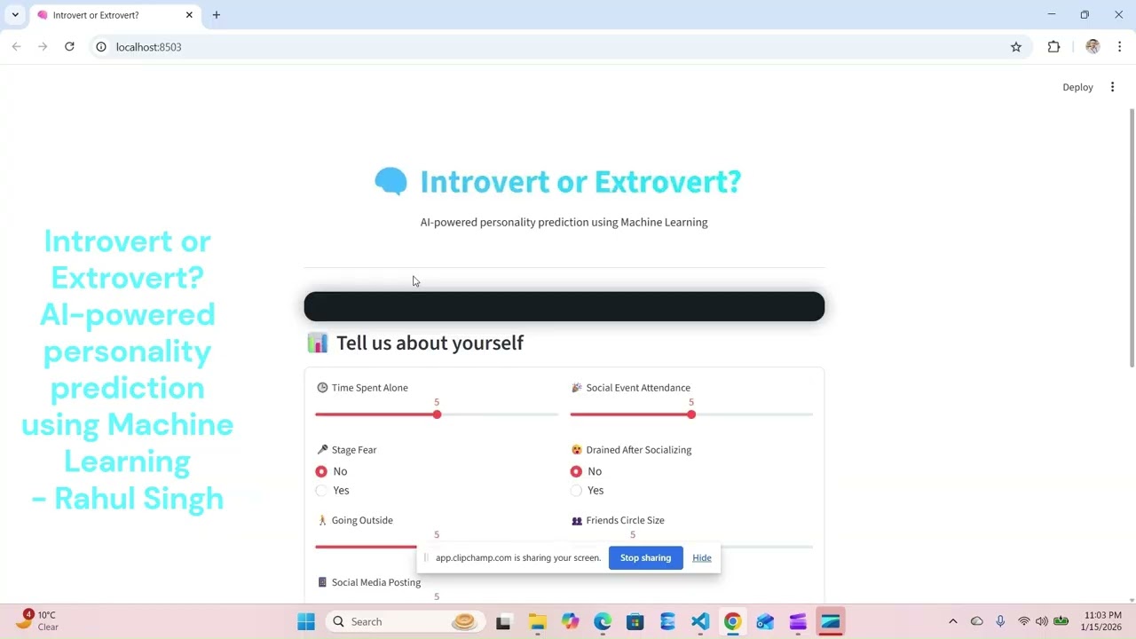 AI-powered personality prediction app that classifies individuals as either Introverts or Extroverts