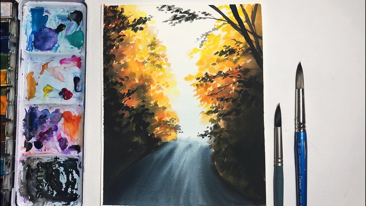 Easy Fall Watercolor Painting Tutorial for Beginners | Watercolor Painting Techniques