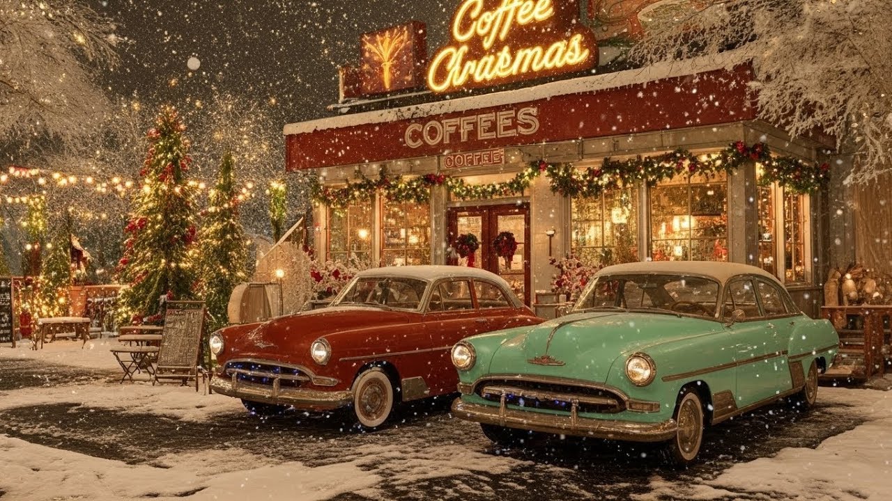 Peaceful Winter Coffee Shop by the Lake ❄️☕ Warm Fireplace Study Music