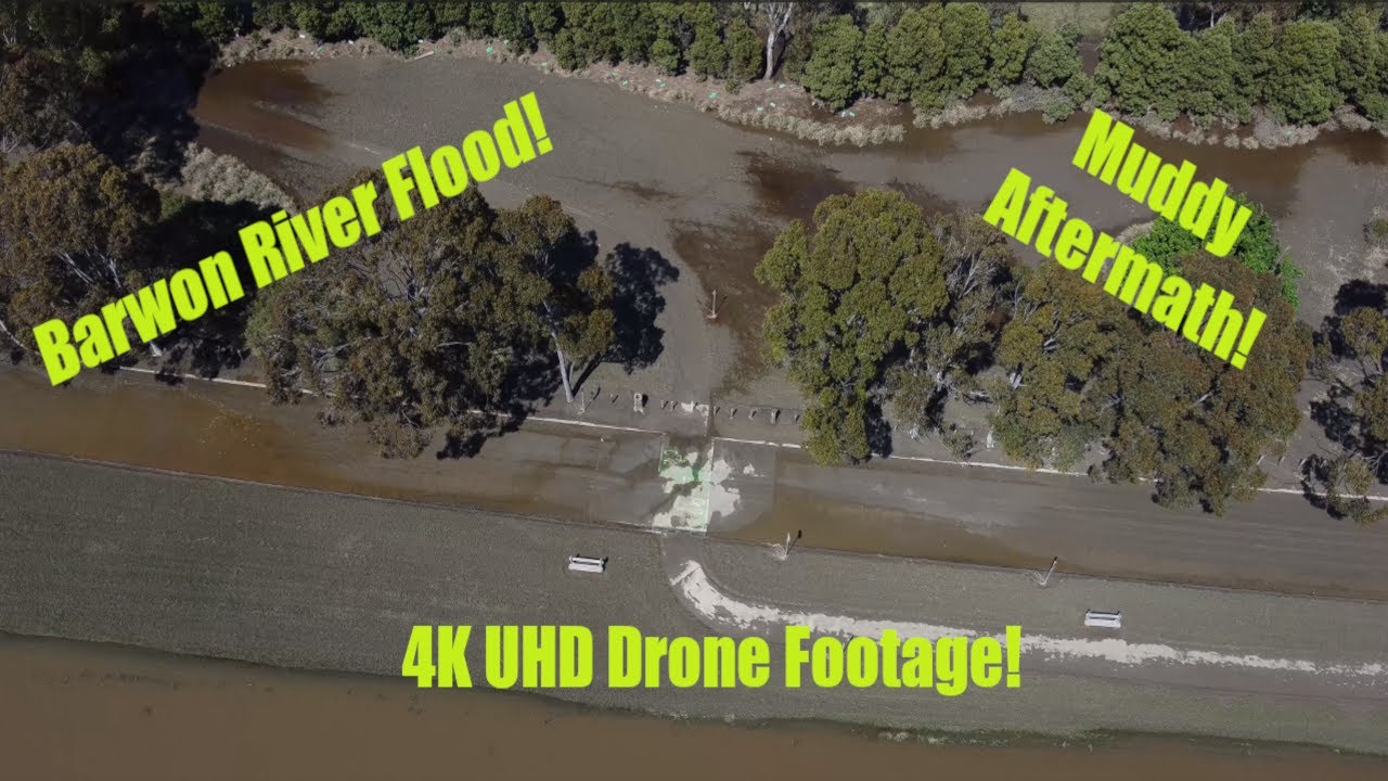 4K UHD Drone Footage of Barwon River, Geelong 6 days after flooding rains.
