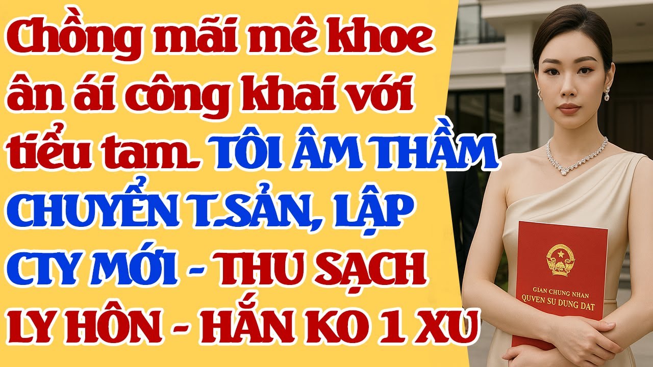 Chồng mãi khoe tiểu tam công khai. TÔI ÂM THẦM CHUYỂN T.SẢN, LẬP CTY MỚI -RỒI LY HÔN- HẮN KO 1 XU