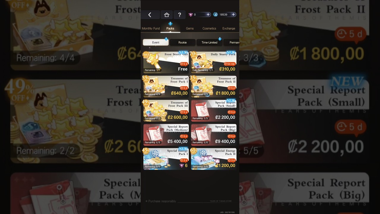 Vyn Special Consultation Rerun and Luke Treasures of Frost - Mall Packs || Tears of Themis