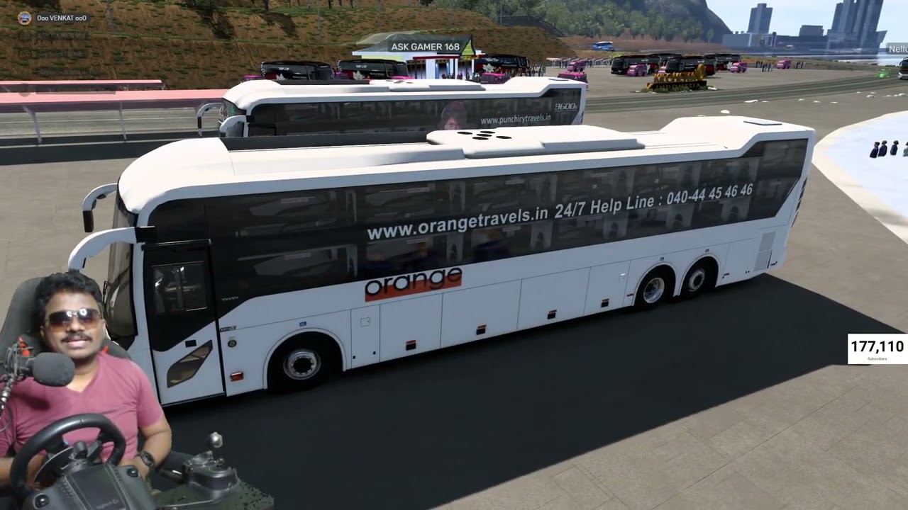 👌VOLVO 9600 Orange Travels Bus Realistic Driving with Steering ETS2 indian Buses