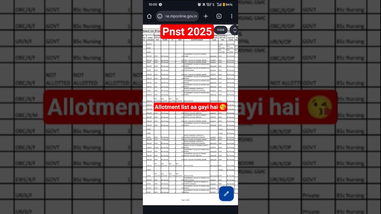 Allotment list aa gayi hai #pnst2025 #letestnews #shortviral