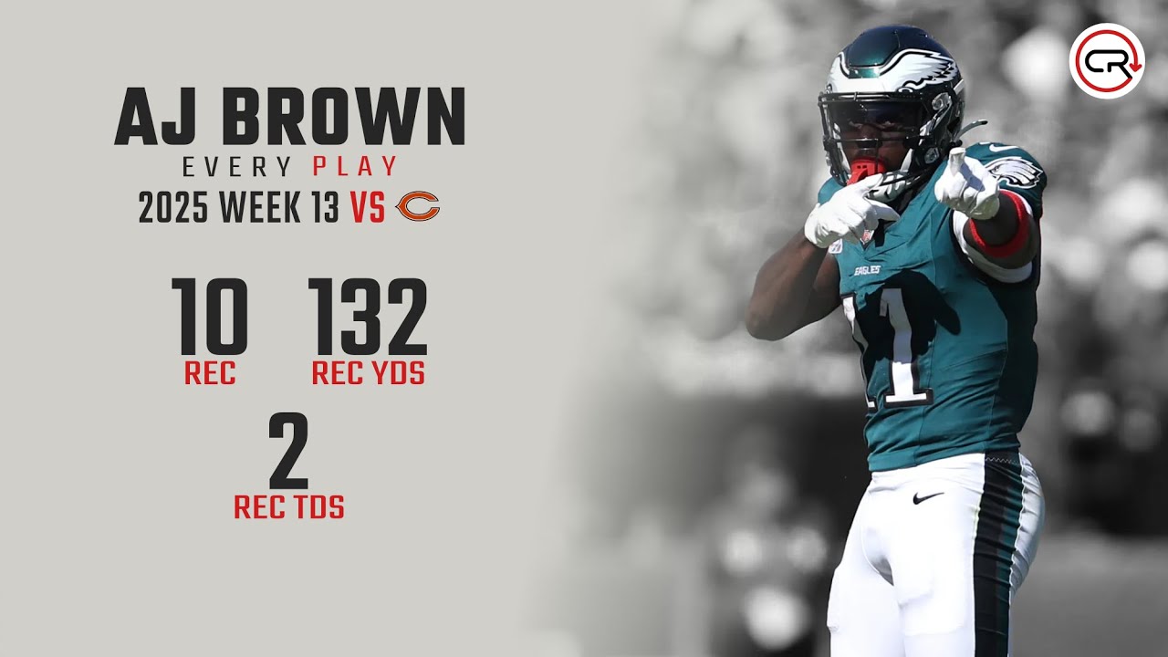 AJ Brown Week 13 Highlights | Every Target and Catch vs Bears