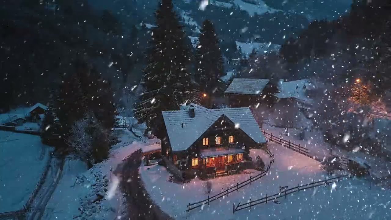 Calm Blizzard Nightfall Over The Mountains A Frozen Symphony Of Snow And Gentle Wind