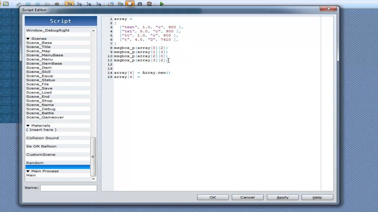 RGSS3 Scripting Tutorials ~ Tutorial 40 - 2D|3D Arrays
