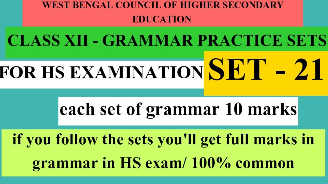 HS English Textual Grammar Practice, Model Set 21, High Secondary English Grammar WBCHSE