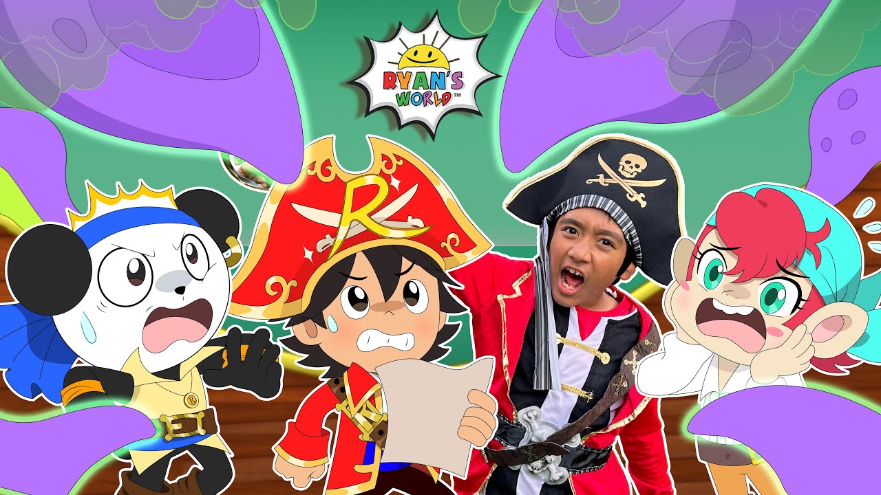Pirate Ryan battle and hunt for treasure! | Cartoon animation for kids