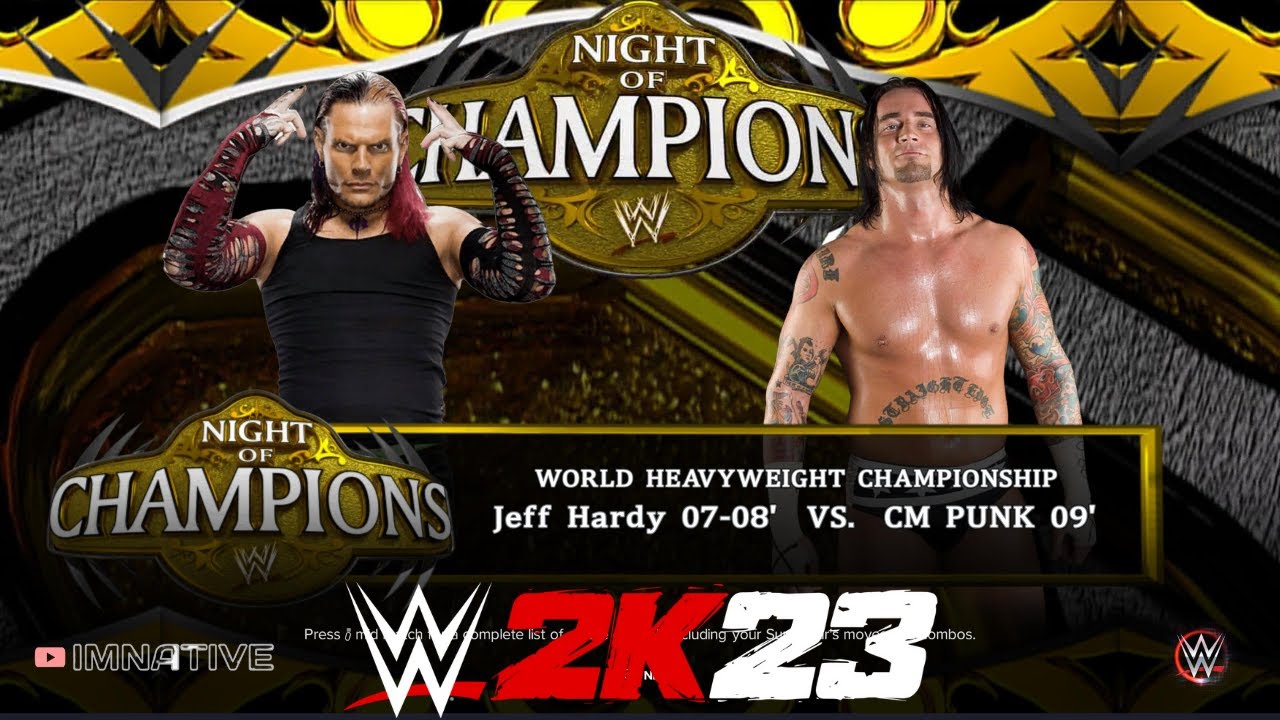 Jeff Hardy vs CM Punk WWE 2K23 Gameplay | Night Of Champions *Legend Difficulty*