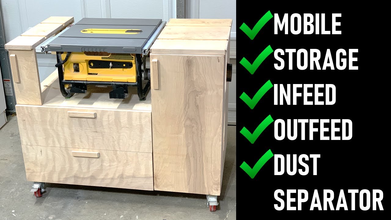Ultimate Table Saw Cart Build | Mobile Workstation with Storage, Infeed/Outfeed & Dust Collection