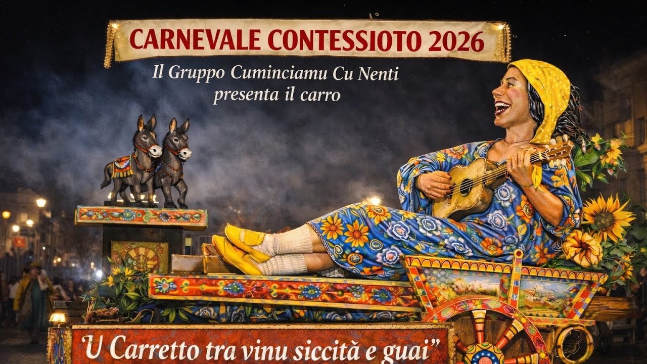 Inno &ldquo;U carretto tra vinu siccit&agrave; e guai&rdquo; - Gruppo Cuminciamu Cu Nenti - Carnevale Contessioto 2026