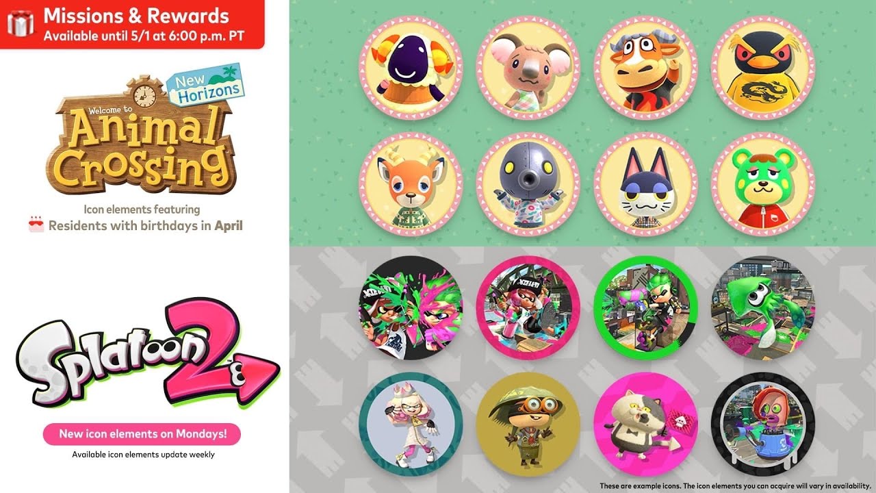 New Splatoon 2 and ACNH Icons for April