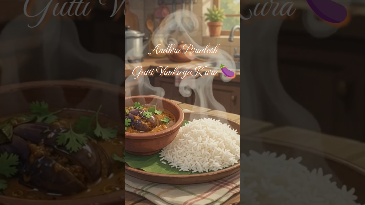 Andhra Pradesh Gutti Vankaya Kura 🍆 | Stuffed Brinjal Curry ASMR #shorts