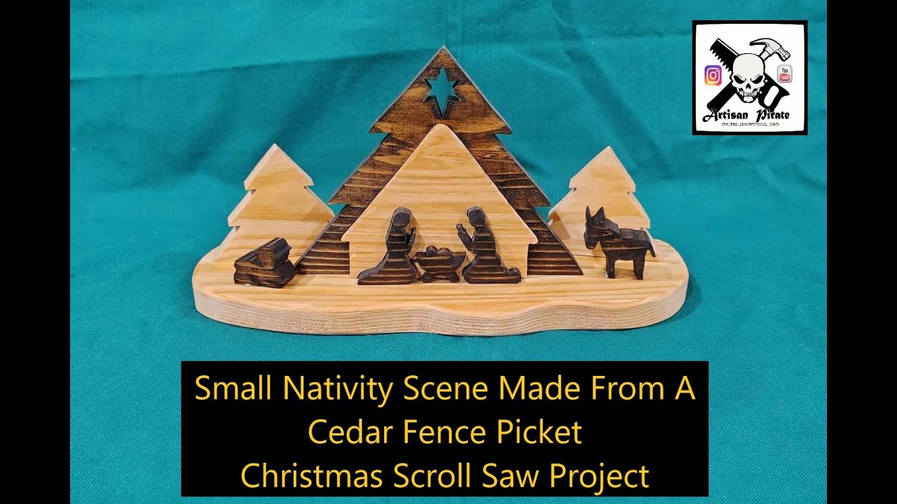 Small Nativity Scene, Made From A Cedar Fence Picket, Christmas Scroll Saw Project