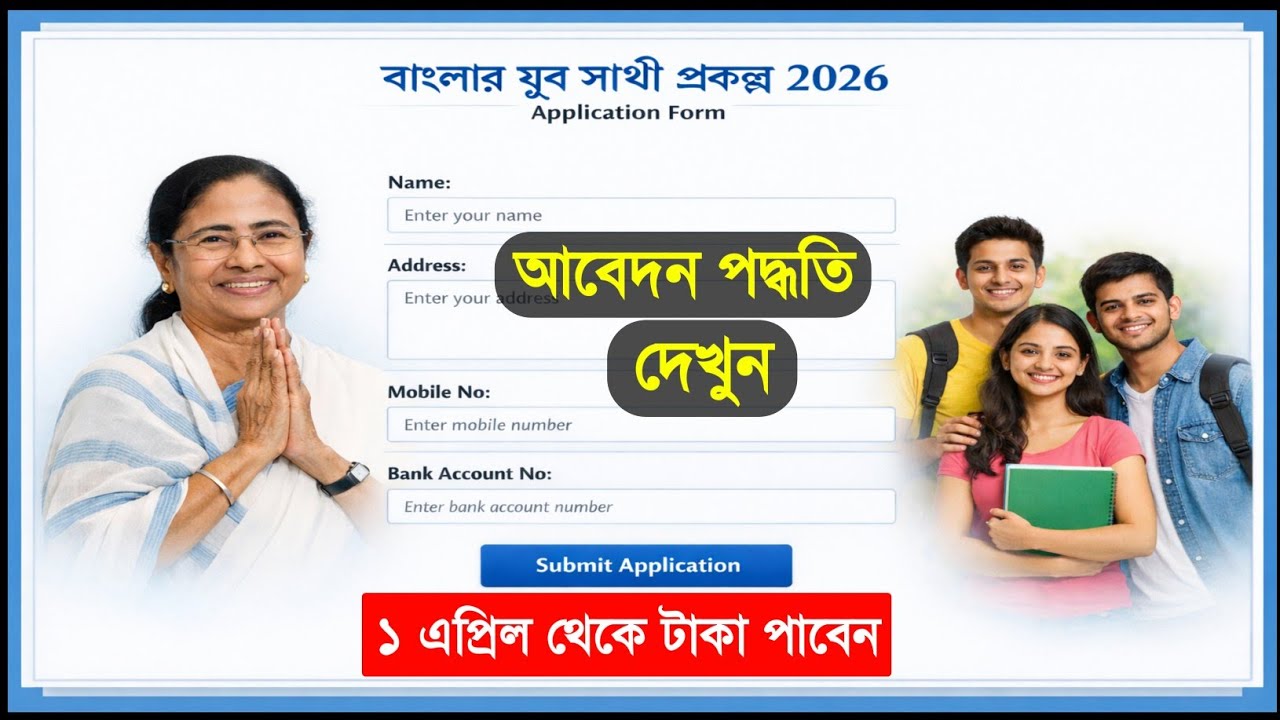 বাংলা যুব সাথী প্রকল্প আবেদন পদ্ধতি 2026. Jubo Sathi Prokolpo Online Apply 2026. Banglar Jubo Sathi