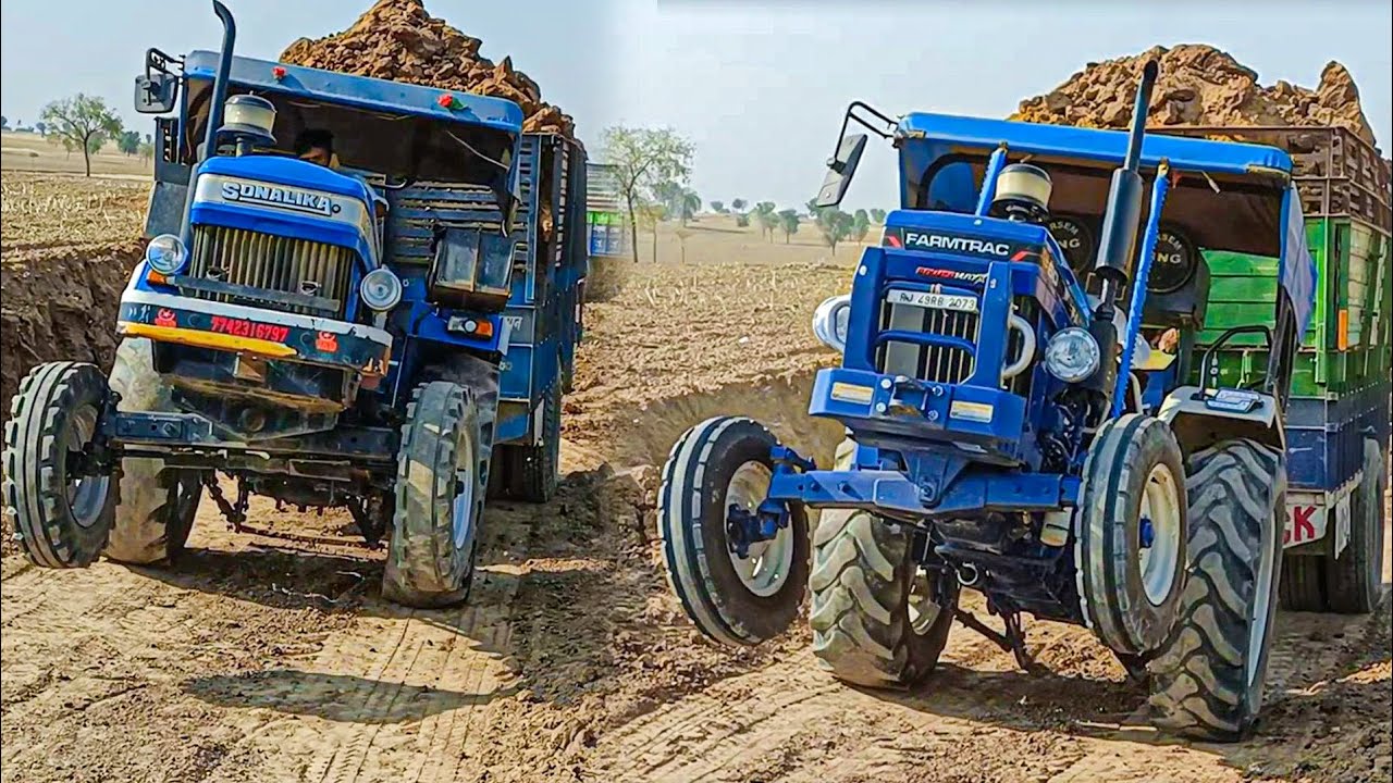 दो ट्रैक्टरों के बीच में हुई आपसी टकरार SONALIKA 750 DI VS FARMTRAC 60 EPI full loding trolley