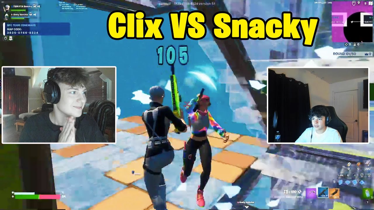 Clix VS Snacky 2v2 Zone Wars! (ft. Andy & Lalem) | 60 VS 0 ping