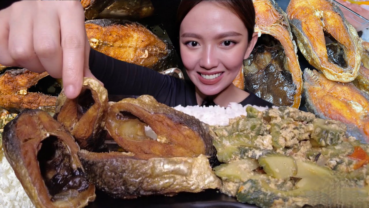 PRITONG BANGUS + GINISANG AMPALAYA MUKBANG || FILIPINO LUNCH