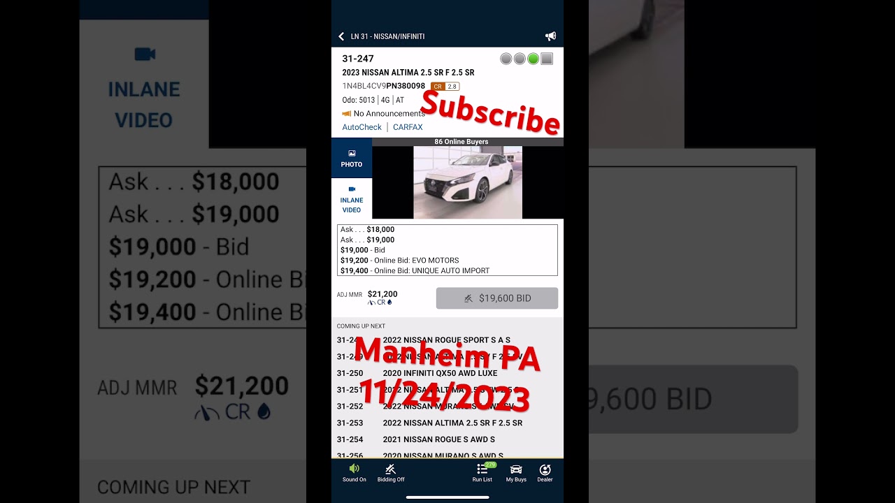 Live Manheim  auction Nov. 24 2023