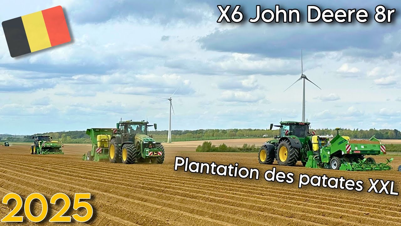 Plus de 1000 chevaux au plantation des patates 2025 | Made in Belgium | Full John Deere 8r