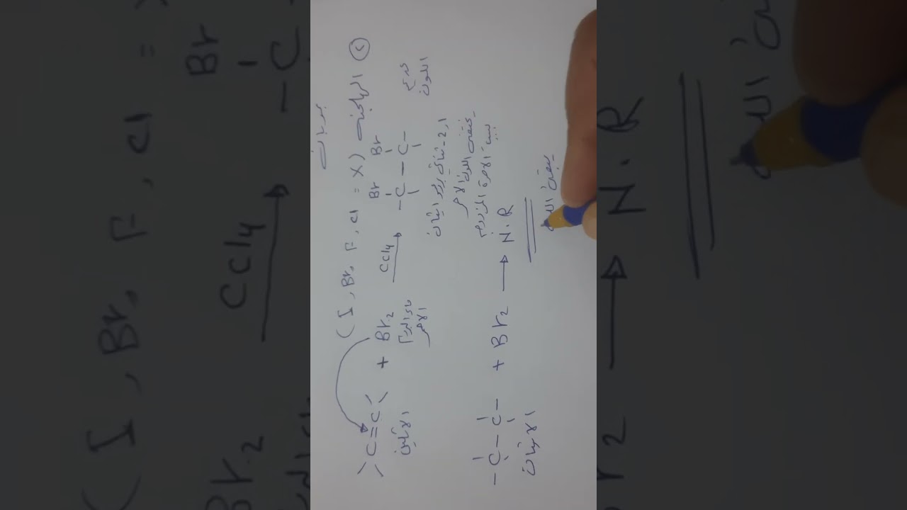 الخواص الكيميائيه للالكينات للصف الرابع العلمي الجزء الاول