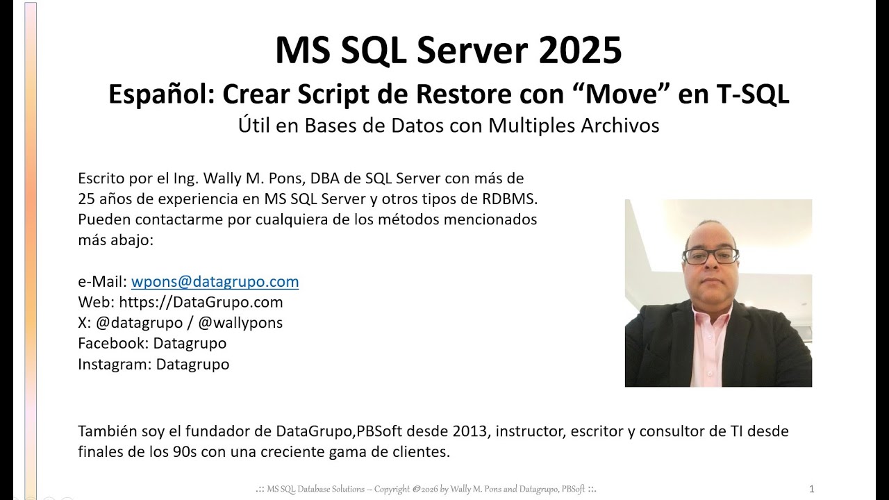 MS SQL Server Shorts :: Español: Crear Script de Restore con 