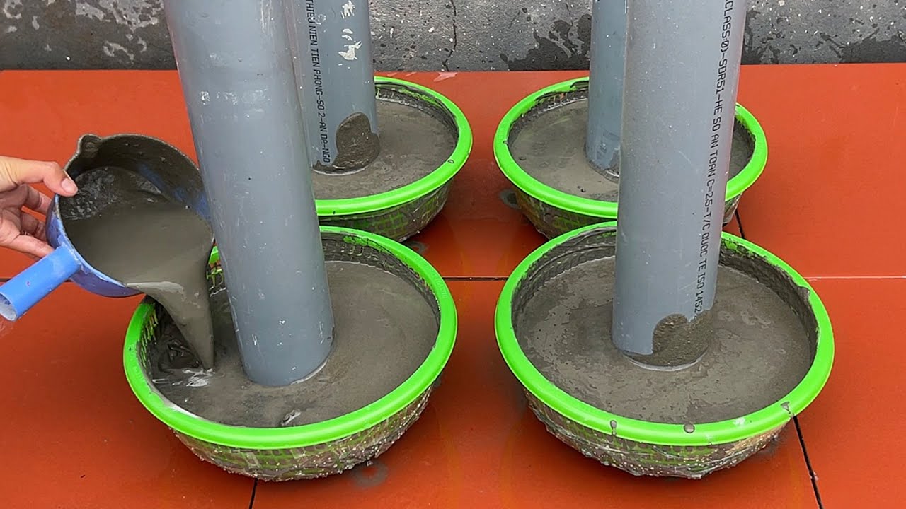 Amazing Ideas From Plastic Basket And Cement - Making Coffee Tables And Flower Pots At Home  Easily