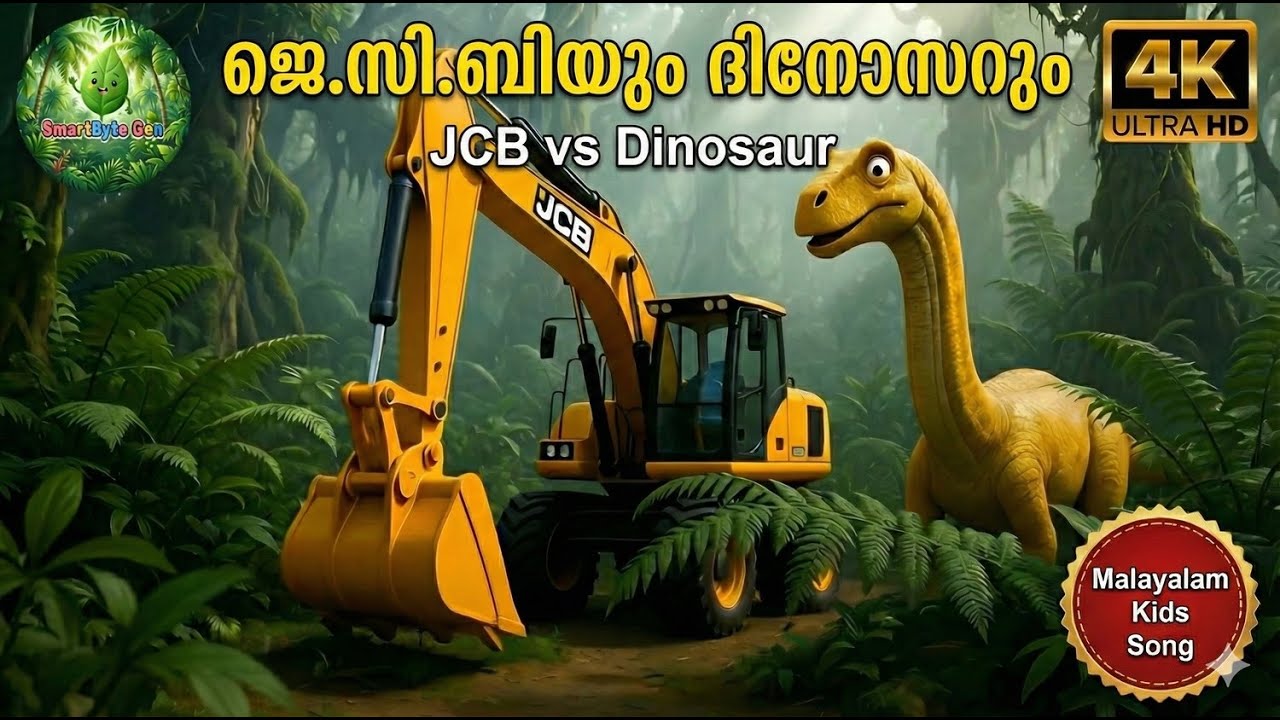 ജെ.സി.ബിയും ദിനോസറും | JCB vs Dinosaur Malayalam Kids Song | പുതിയ 4K ആക്ഷൻ സോംഗ് | SmartByteGen