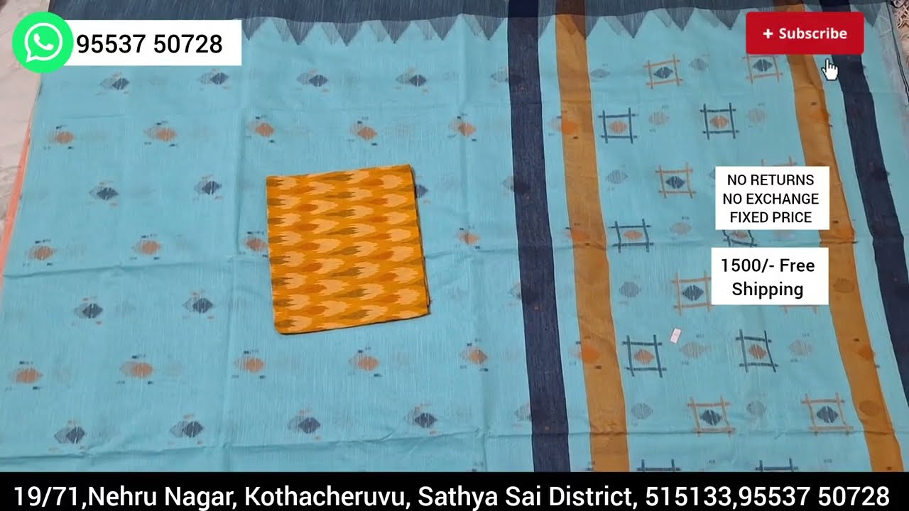 Khadi Cotton Sarees || 95537 50728