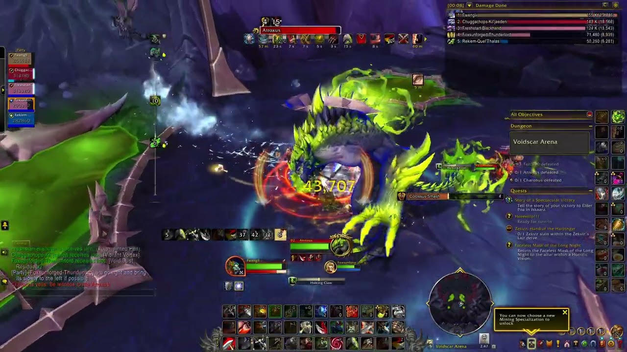 WoW Midnight 12.0.1 colossus arms warrior pve Voidscar Arena Mythic 2