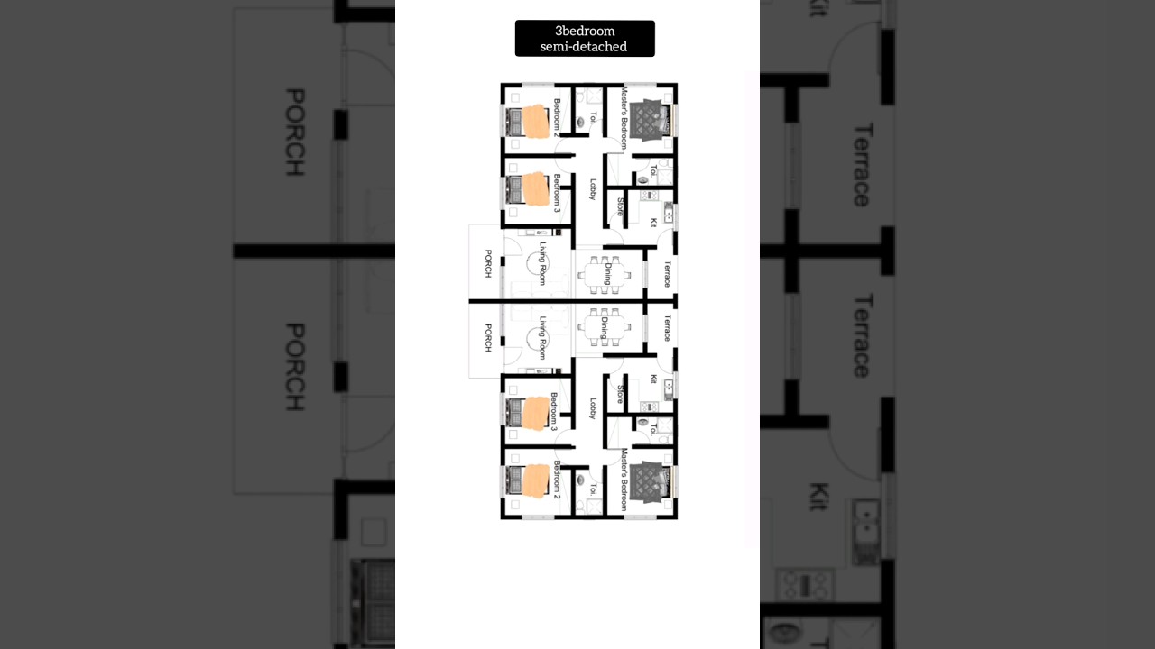 3bedroom semi-detached home design. #realestate #home #architecturehunter #interiordesign