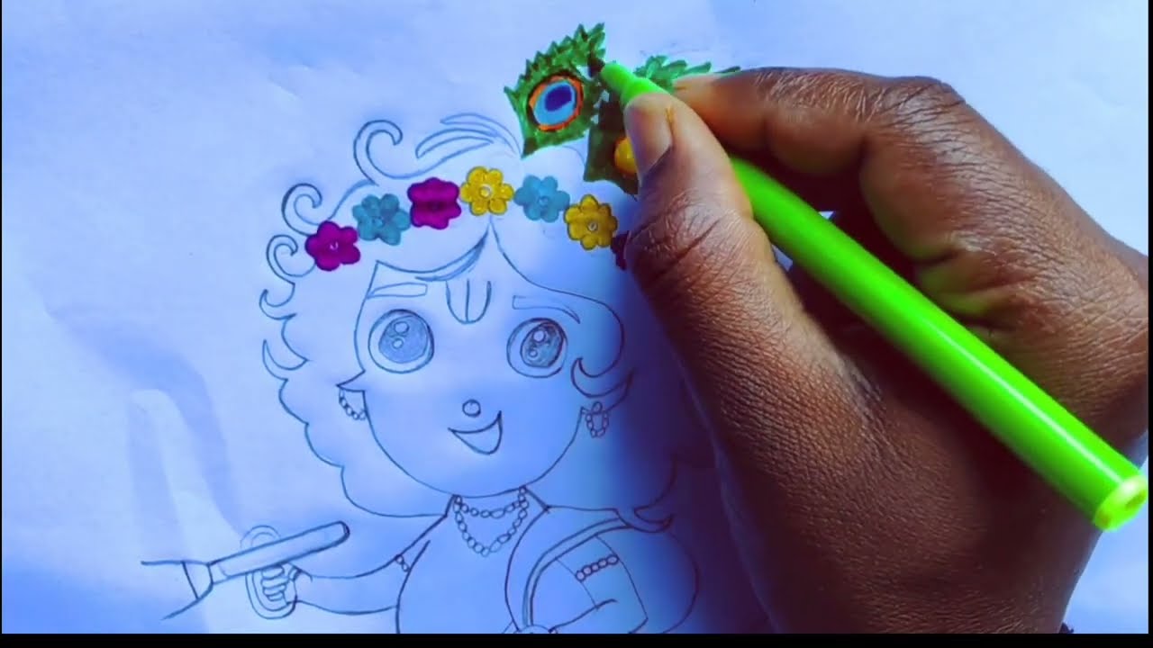 Amazing Krishna Drawing 😱 Easy Method Simple & Easy Method / Aayang drawing 
