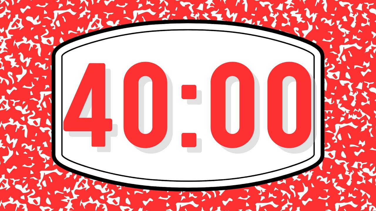 40 MINUTE RED NOTEBOOK 📓 COUNTDOWN TIMER | NO MUSIC | DIGITAL ALARM | EMBED-FRIENDLY