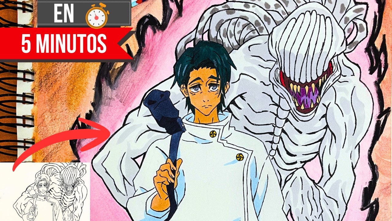 Coloreando a YUTA y RIKA con marcadores y lápices de color - Jujutsu Kaisen