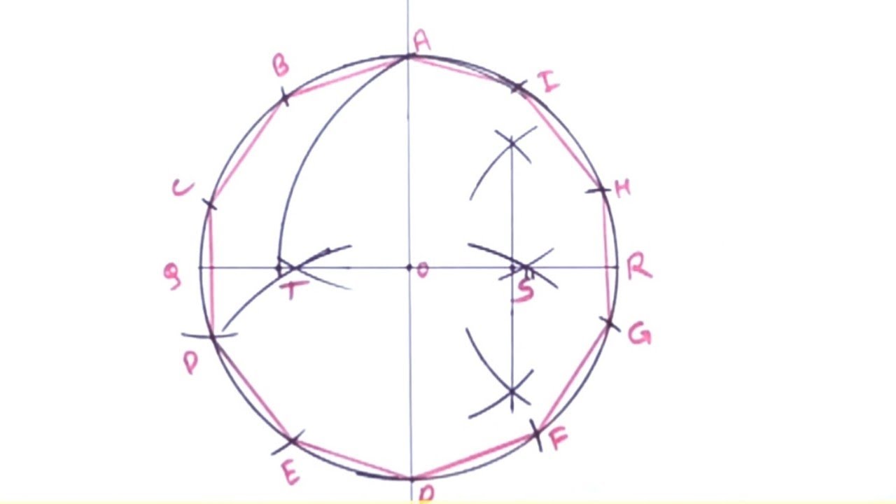 How to construct a regular decagon inscribed in a circle | inscribed in a circle method | decagon