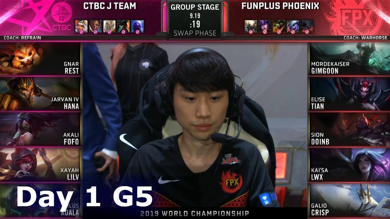 JT vs FPX | Day 1 S9 LoL Worlds 2019 Group Stage | J Team vs FunPlus Phoenix