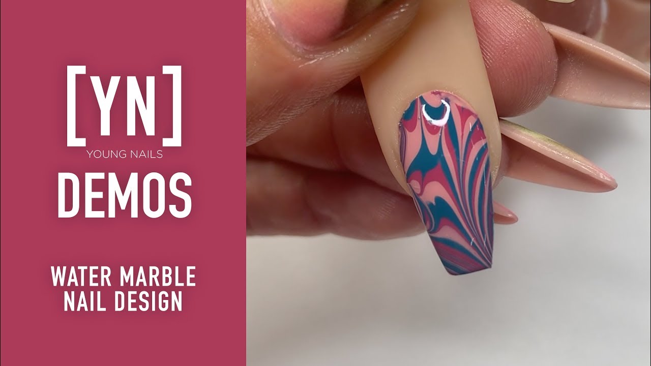 Young Nails Nail Demo - Water Marble Nail Design - Caption Polish Nails