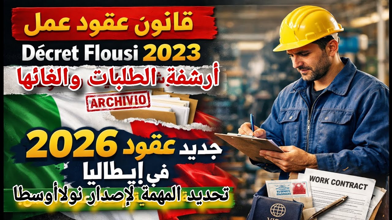عقود عمل ايطاليا 2023 ارشفة والغاء الطلبات - 2026 اشعار بالرفض مطلوب مهمة العامل لإصدار نولاأوسطا 