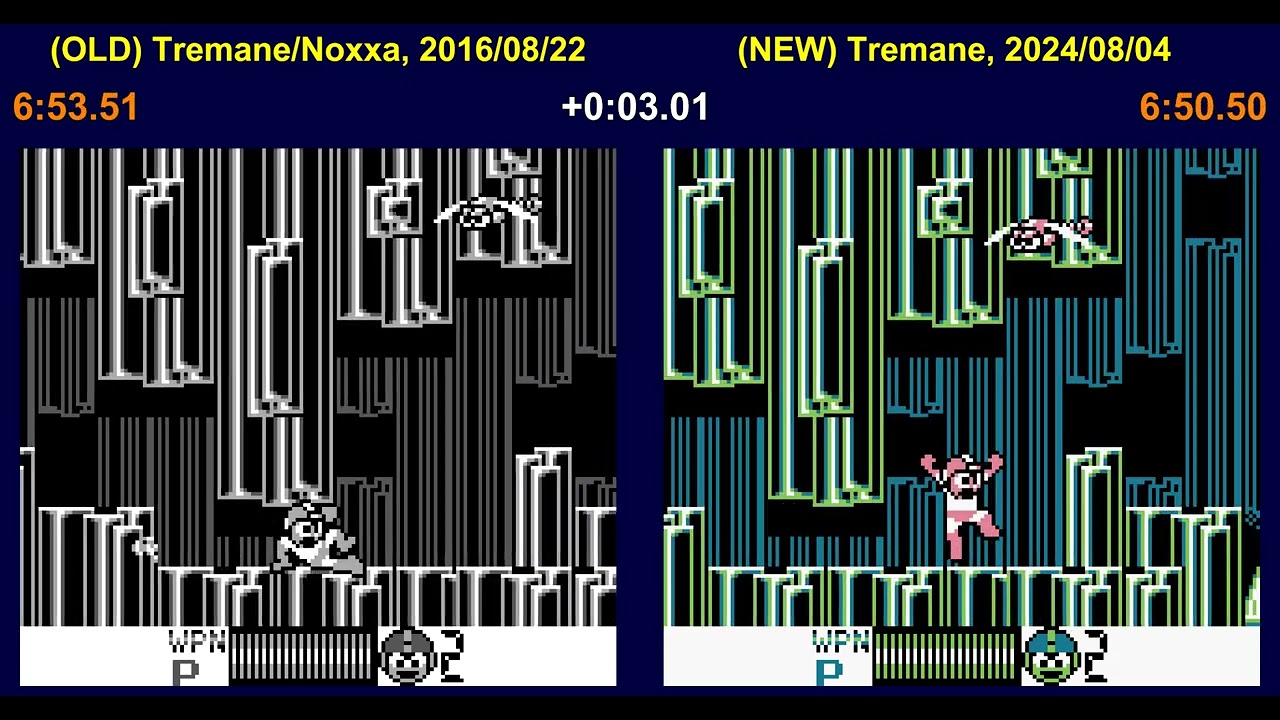 [TAS] Tremane's GBC Mega Man III in 23:01.16 (comparison)