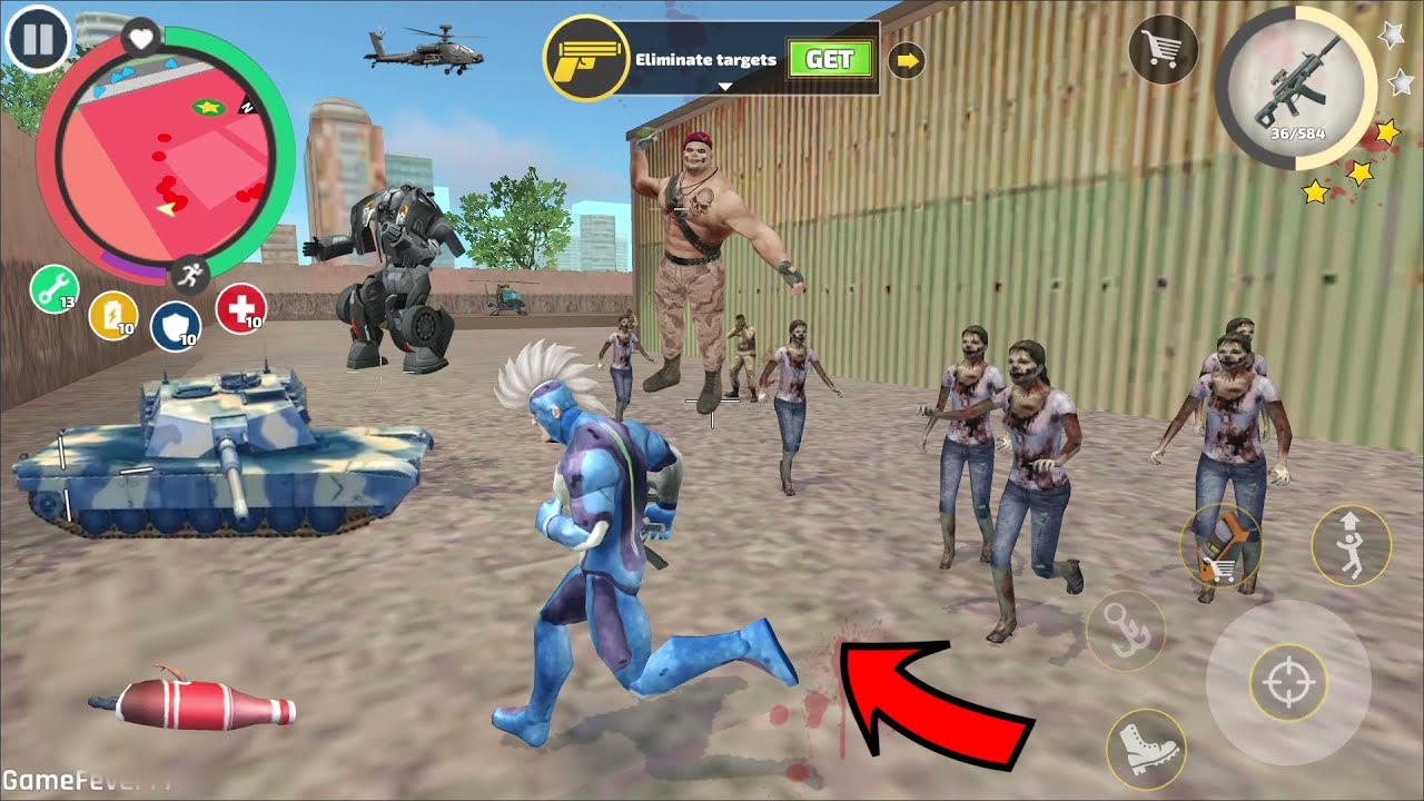 Rope Hero Vice Town - (Rope Hero Jumped on Army Base Wall and Fight Zombies Army) Zombies Wave - HD